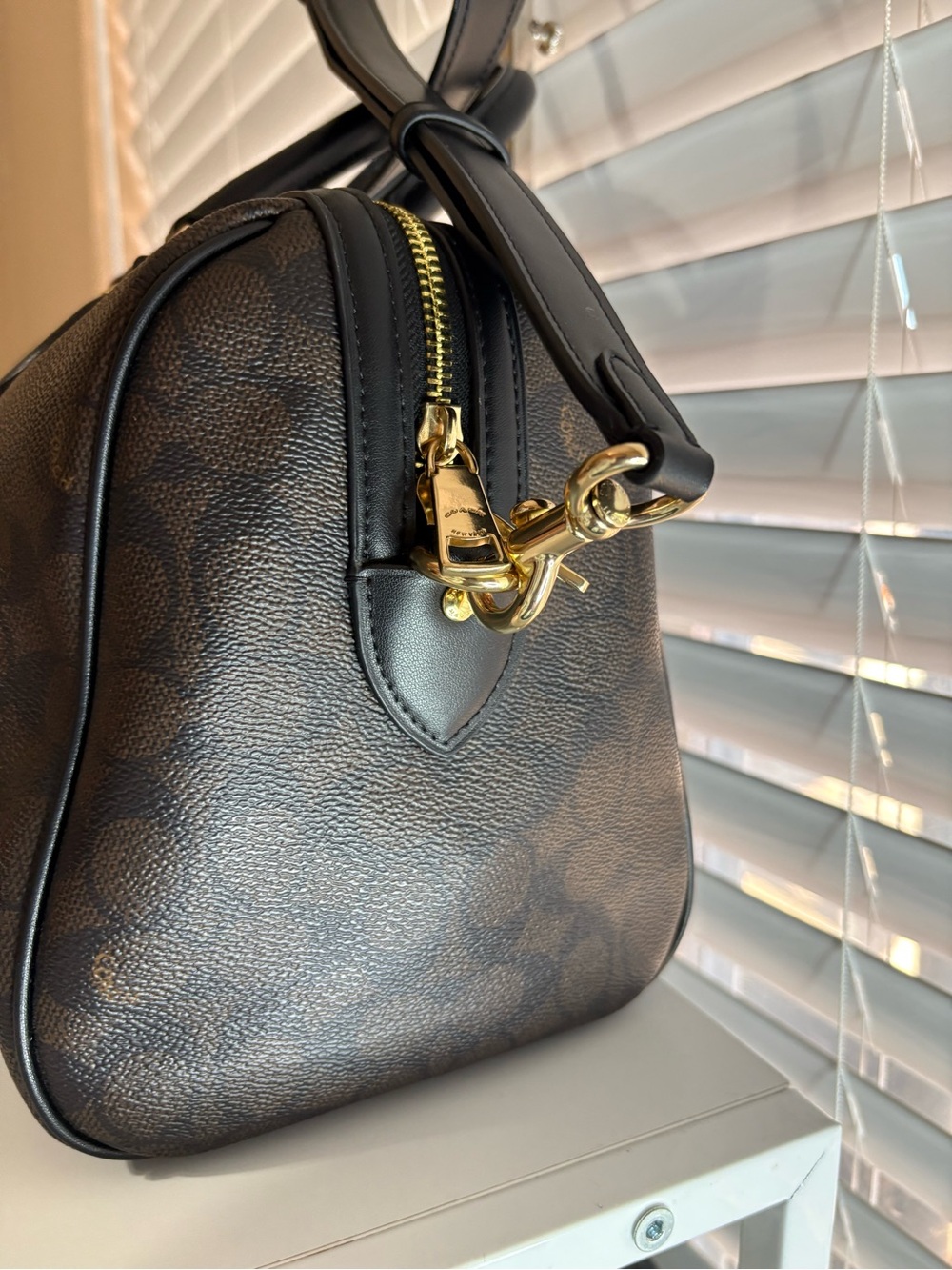 Coach Large Rowan Satchel in Walnut/Black Set - Picture 4 of 12